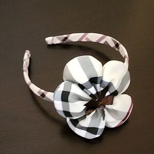 New Girls Plaid Headband with Flower